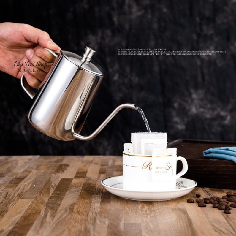 Bình cổ ngỗng bình drip pha cà phê cafe ấm cổ ngỗng vòi dài 600ml