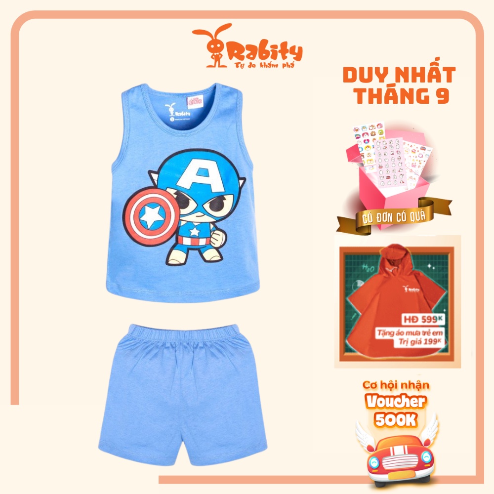 Bộ quần áo thun sát nách bé trai Rabity 5571 Captain America
