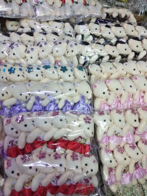 Gấu bông nhỏ nu mặc váy 8- 10 cm nhiều màu trang trí, phụ kiện
