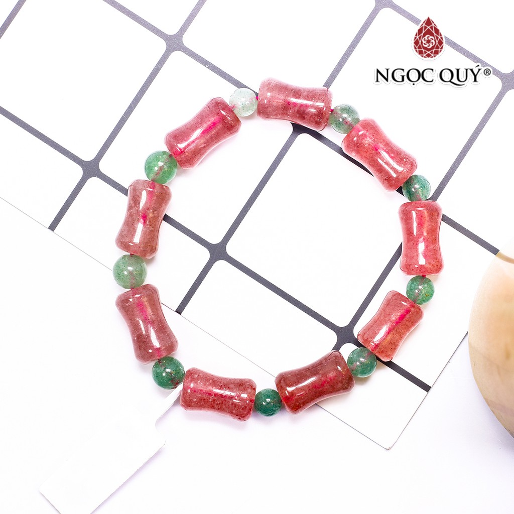 Vòng thạch anh dâu xanh đỏ đốt trúc strawberry quarzt - Ngọc Quý