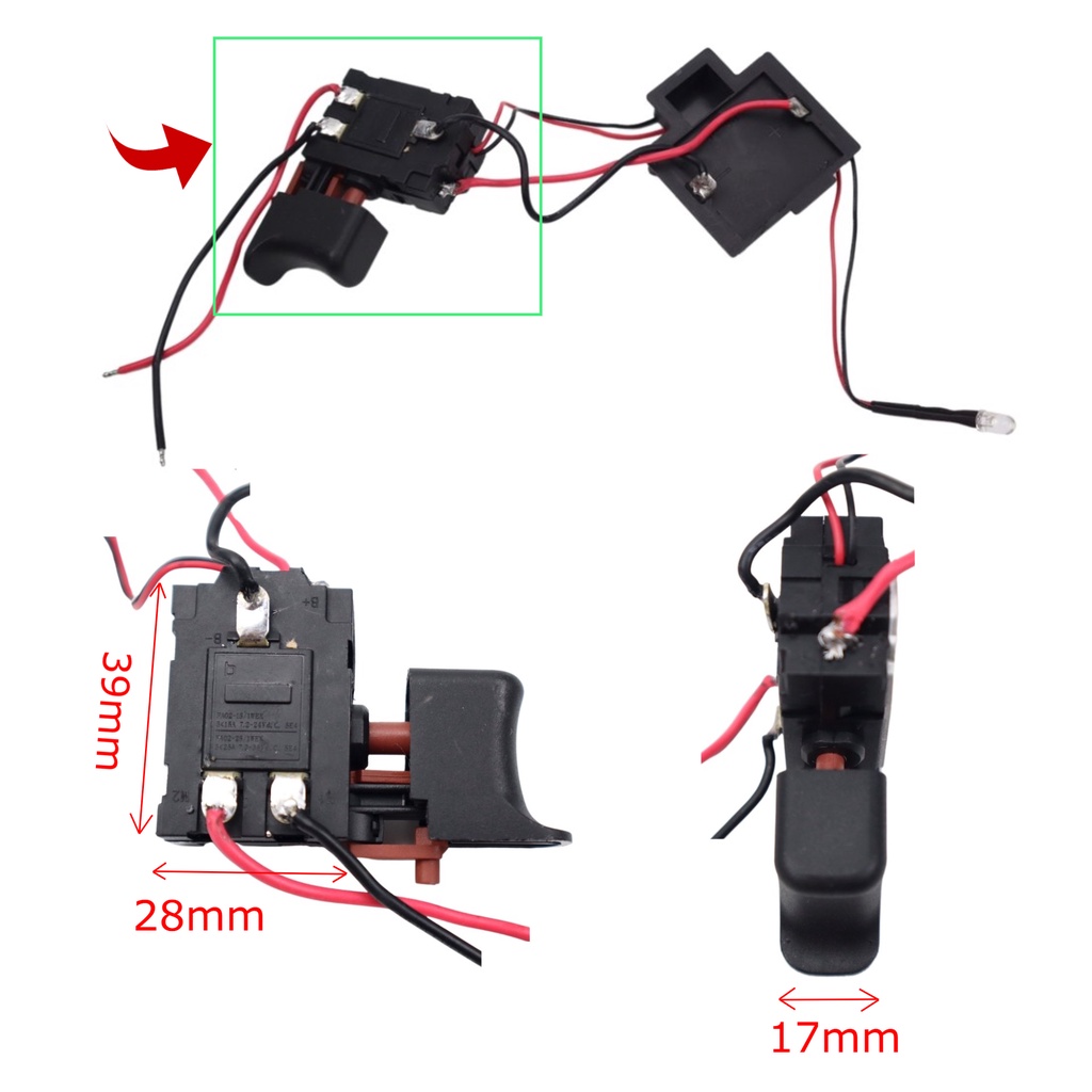 Công tắc máy cưa kiếm 21v kèm chân gài pin Makita