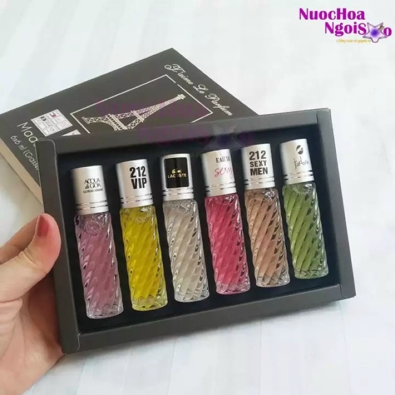 SET NƯỚC HOA 6 CHAI LĂN ĐỦ MÙI