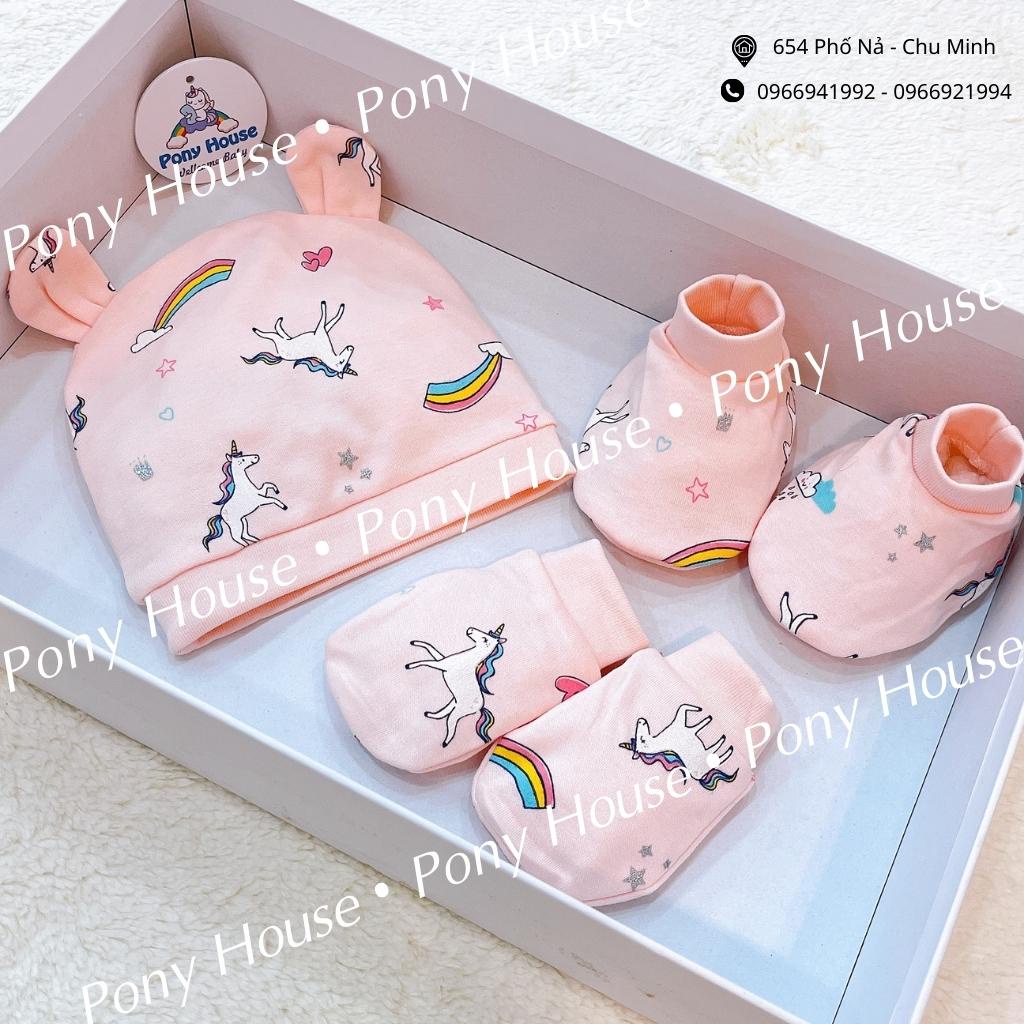 Set Mũ, Bao Tay, Bao Chân Sunnozy Cho Bé Sơ Sinh Cotton Mềm Mại Cho Bé Từ 0-3 Tháng