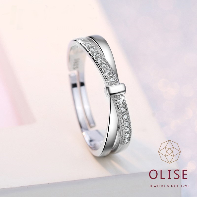 Nhẫn nữ Nhẫn Nam đan chéo đẹp lấp lánh