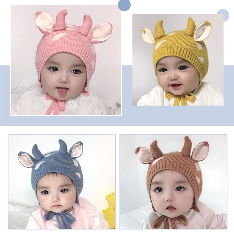 Mũ Dệt Kim Dày Dặn Ấm Áp In Họa Tiết Hoạt Hình Dễ Thương Thời Trang Thu Đông Cho Bé Sơ Sinh