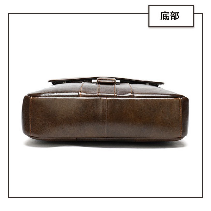 (13)Túi đeo chéo nam da bò T77 size 33x26x6cm bảo hành 12 tháng (Nâu-Đen)
