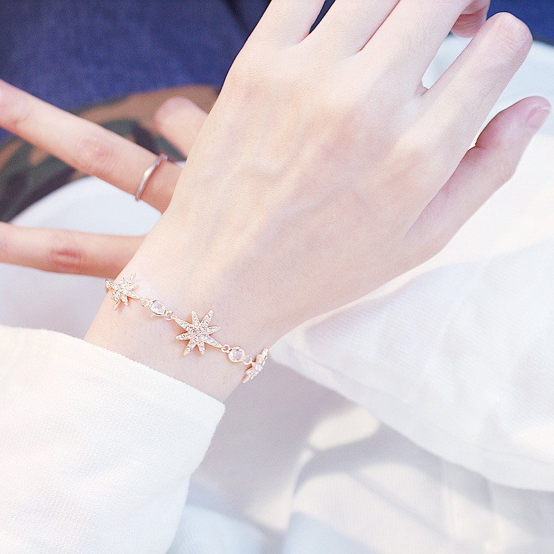 Vòng Đeo Tay Họa Tiết Đính Đá Hình Bát Giác Phong Cách Hàn Quốc