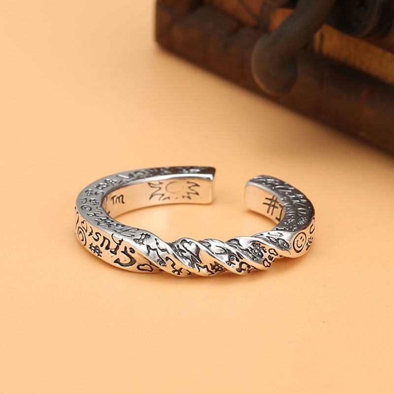 Nhẫn Hở Hình Mặt Cười Và Chữ Đơn Giản Thời Trang Phong Cách Retro