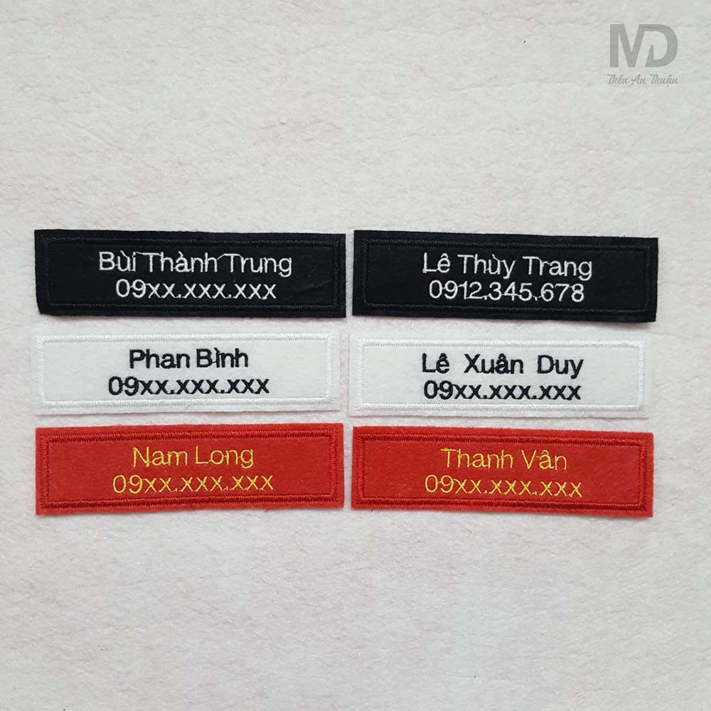 Combo 5 Bảng thêu tên - sticker thêu cho bé dùng để may vào áo, quần, cặp, balo ... 1 lớp vải