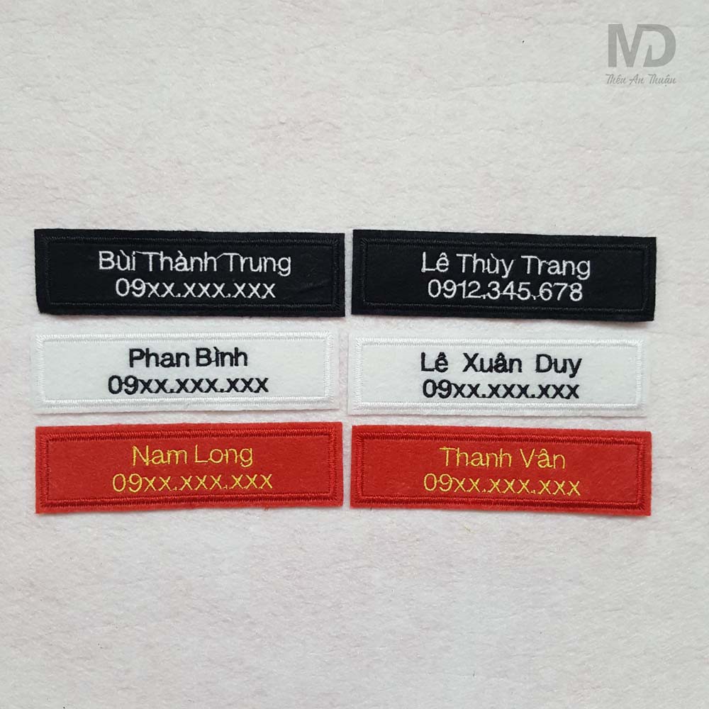 Bảng thêu tên - sticker thêu cho bé dùng để may vào áo, quần, cặp, balo ... 1 lớp vải