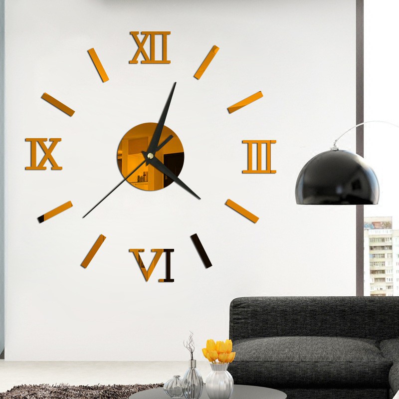 Fashion Elegant Roman Numbers Mirror DIY Home Frameless Wall Clock Acrylic Mirror Wall Clock  Mirror Wall Stickers