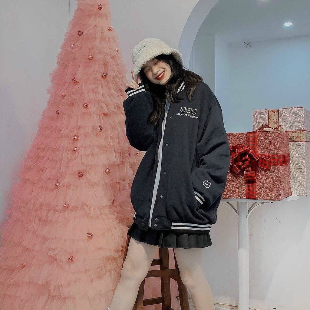 áo khoác bomber thời trang thu đông nam nữ Thêu Gấu fammilyshop cực đẹp, áo khoác ulzzang form rộng, unisex