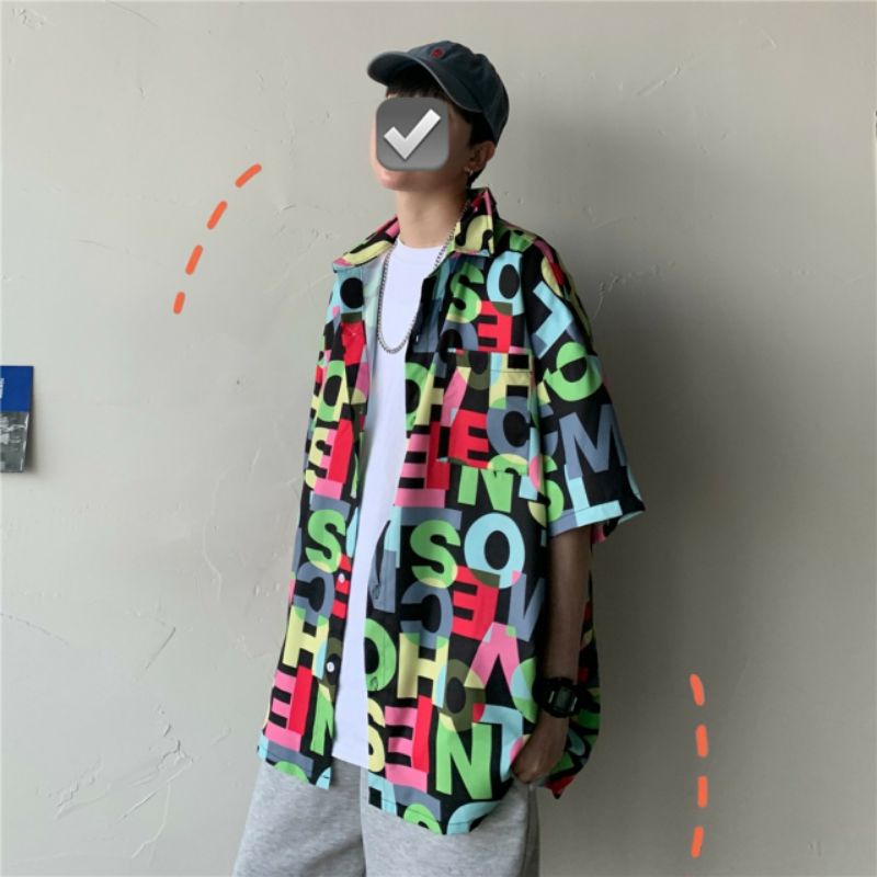 Áo Sơ Mi Tay Ngắn Unisex Cổ Bẻ Phông Cách Hàn Quốc Freesize