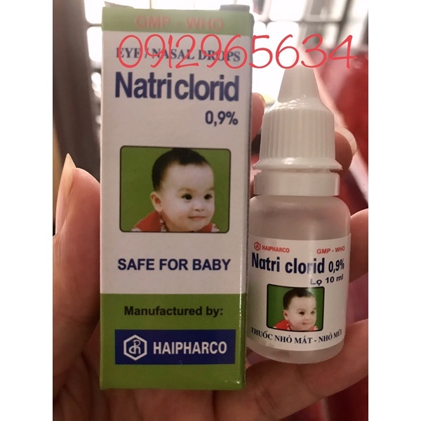 Nước muối Natri Clorid 0.9% loại to 10ml chính hãng dùng nhỏ mắt mũi diệt khuẩn