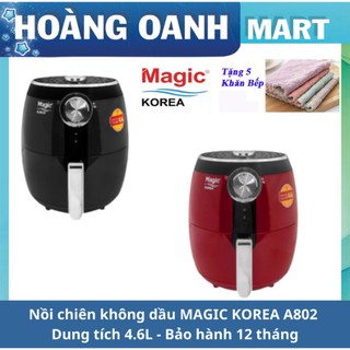 Nồi chiên không dầu magic korea a802 4.6l chống dính công suất 1500w bảo hành 12 tháng màu đen