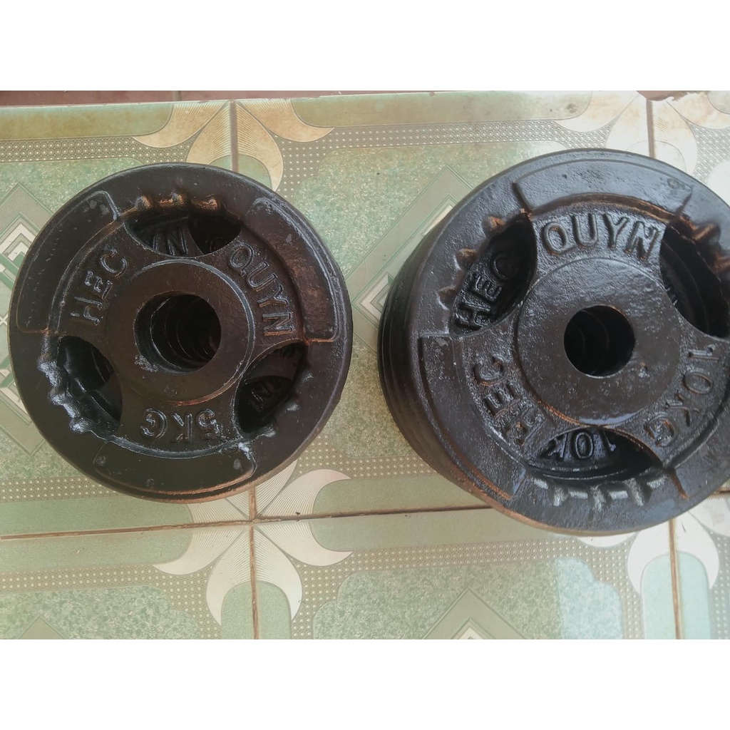 2 Viên Tạ Bánh 10kg Lỗ To Phi 50 Gang Đúc