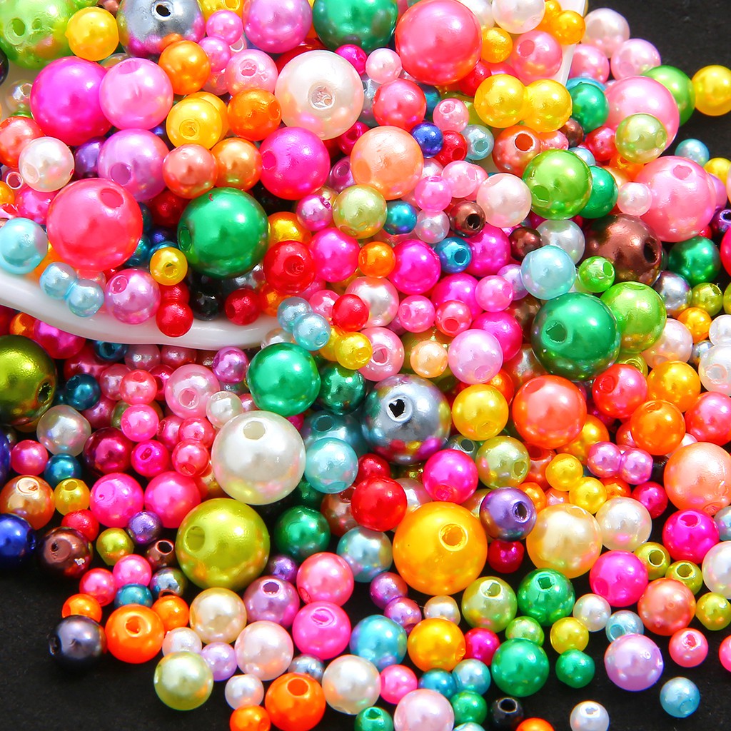 Hạt ngọc trai ABS nhiều màu kích thước 4mm 6mm 8mm 10mm