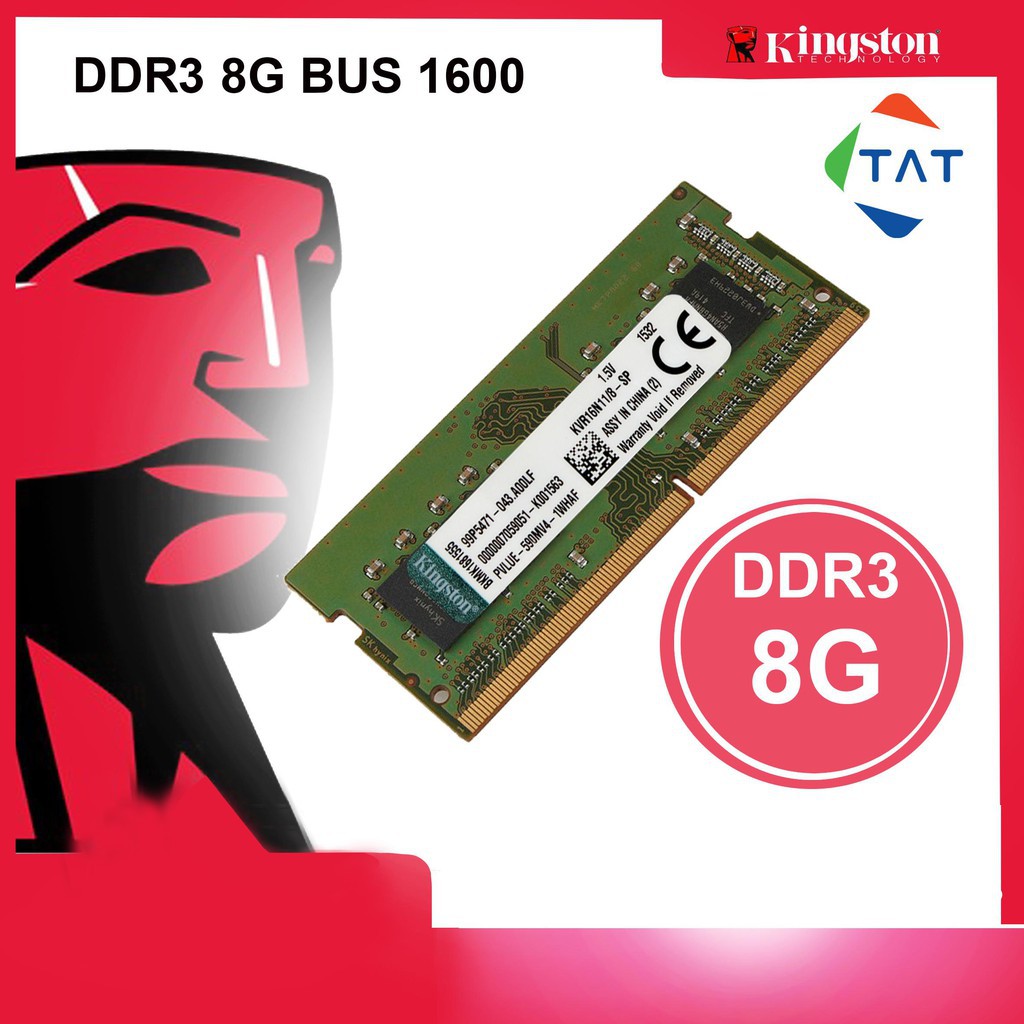 Ram Laptop Kingston DDR3 8GB 1600MHz PC3-12800 1.5V Dùng Cho Máy Tính Xách Tay Laptop MacBook Bảo Hành 36 Tháng 1 Đổi 1