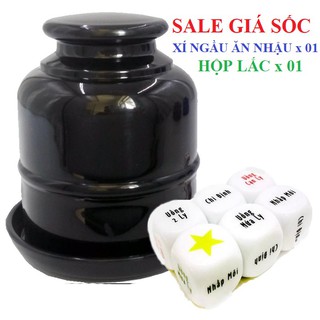 Combo 01 viên xí ngầu (xúc xắc) ăn nhậu & 01 hộp lắc, đồ chơi uống bia rượu siêu hot
