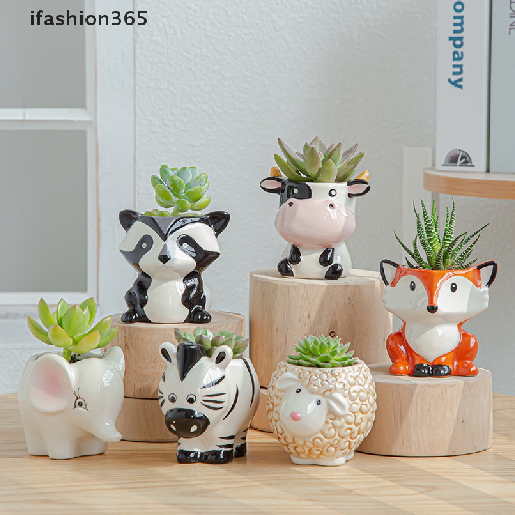 Chậu Hoa Bằng Gốm Sứ Hình Ngựa Vằn Hoạt Hình Phong Cách Bắc Âu ifashion365