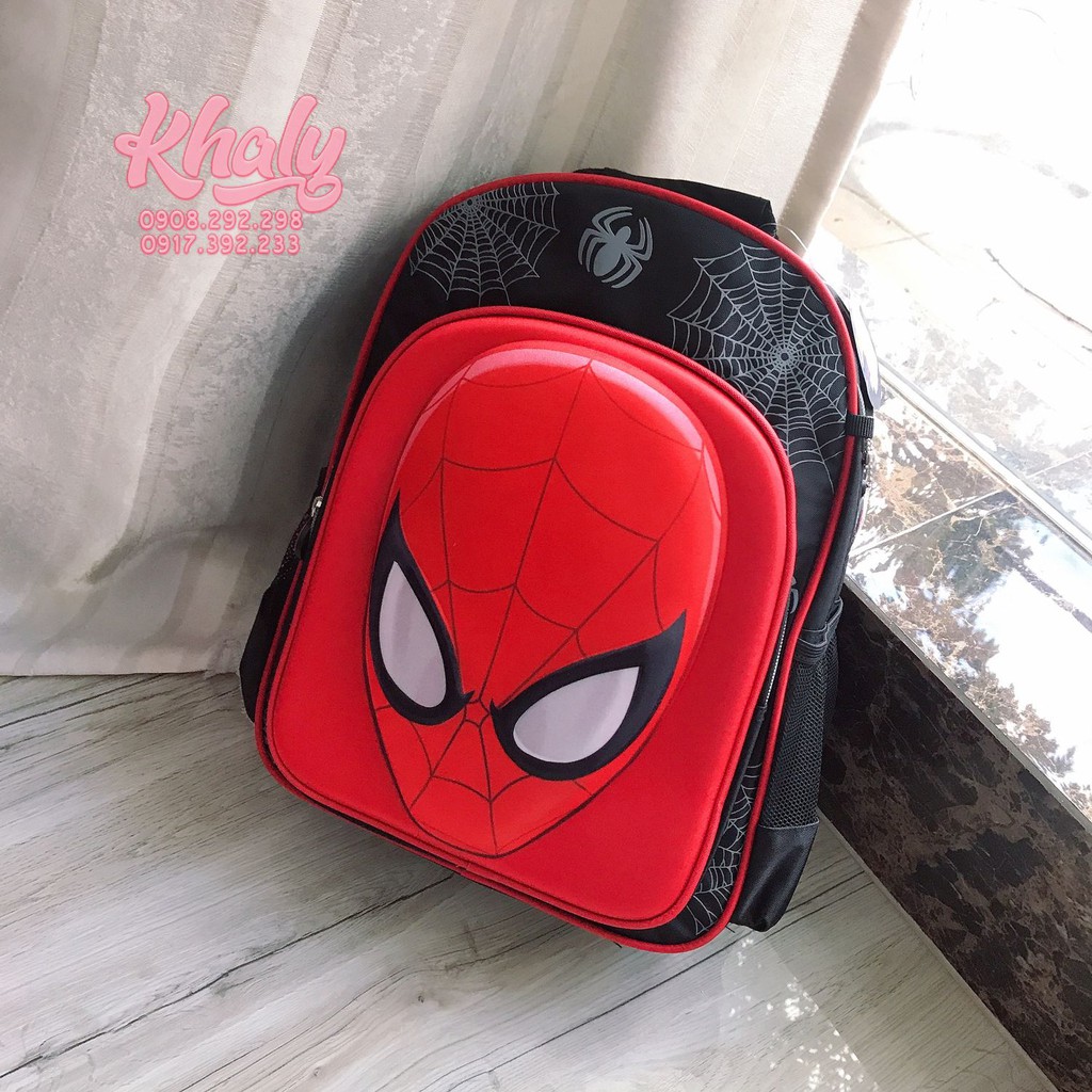 Balo 14" 2 ngăn hình người nhện Spiderman mặt nạ 3D màu đen đỏ cho học sinh bé trai (Thái Lan) - 700SPM323596