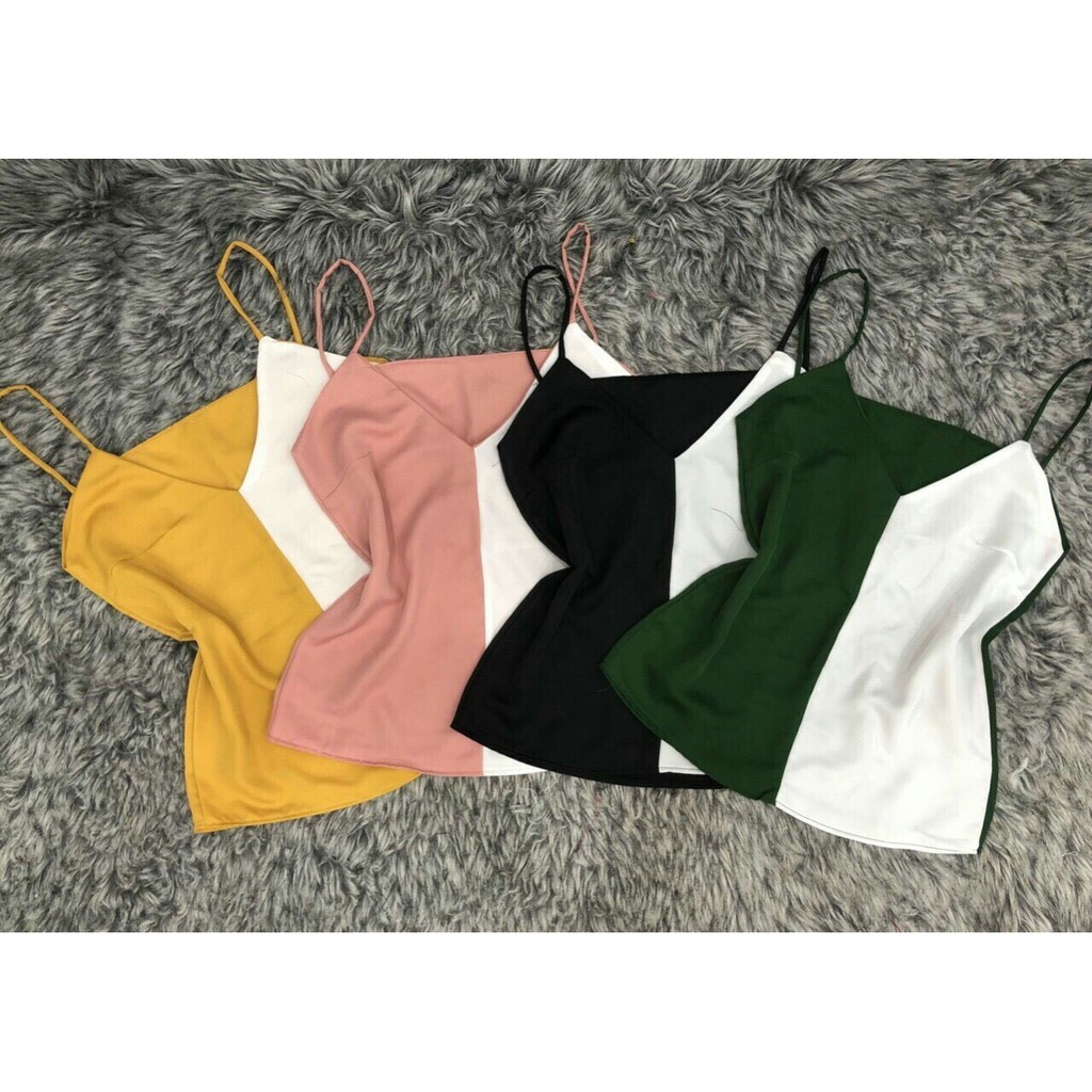 Áo 2 dây phối màu-chất liệu phi bóng | BigBuy360 - bigbuy360.vn