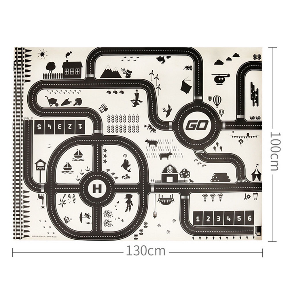 Thảm Vải Không Dệt 130 * 100CM Chống Thấm Nước Hình Đường Phố Lớn Cho Bé Chơi