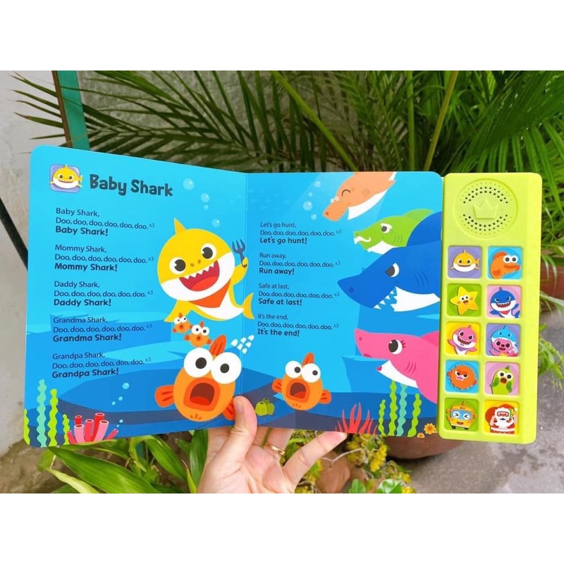 Sách nhạc BABY SHARK nhập khẩu Hàn quốc kèm 10 bài hát tiếng anh nổi tiếng