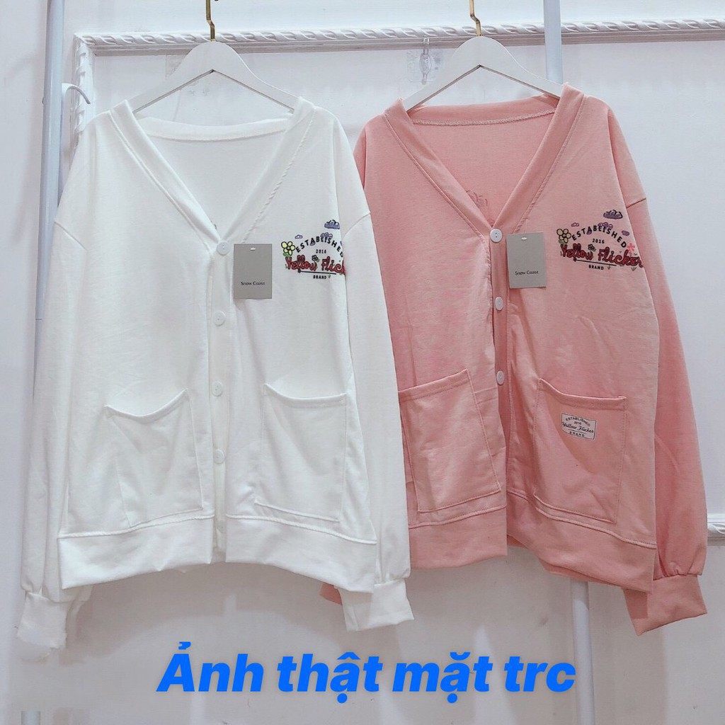 Áo Khoác Cadigan Nỉ Nữ MY GRADEN YELLOW FLICKER HỒNG TRẮNG UNISEX | BigBuy360 - bigbuy360.vn