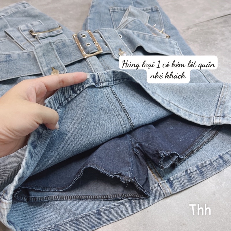 CHân Váy Jean kèm Dây Đai Có Lót Trong