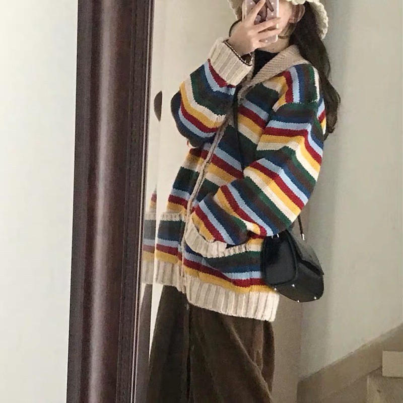 Áo khoác len cardigan kẻ Vintage🍂🍂🍂