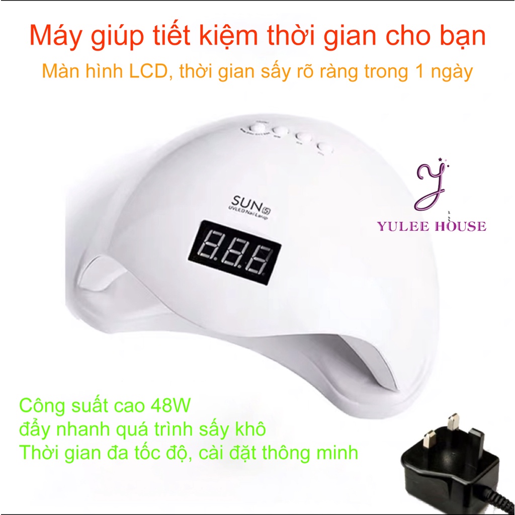 MÁY HƠ NAIL GEL - MÁY LÀM KHÔ MÓNG SUN 5 CHÍNH HÃNG 48W/ UV/LED - BH 3 THÁNG