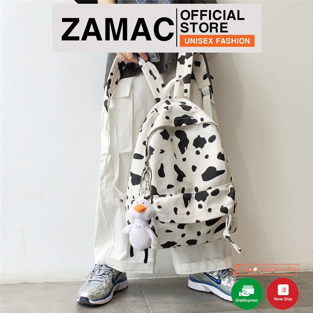 Balo bò sữa đi học ZAMAC vải canvas dày dặn thời trang Unisex - ZB8