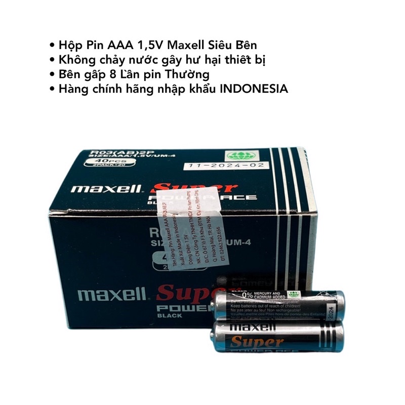 Hộp 40 Pin AAA Maxell R03( AB )2P - Hàng nhập khẩu