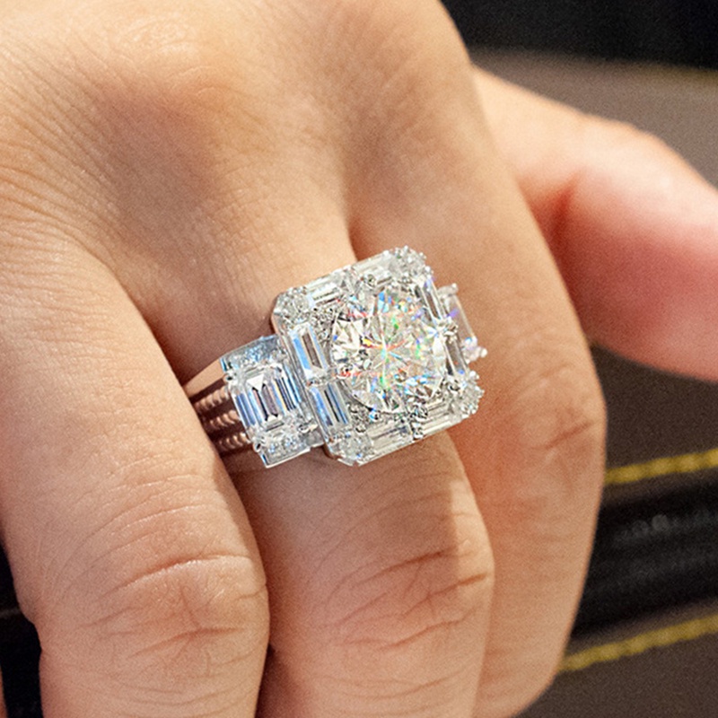 Nhẫn đính đá zircon nhiều màu sắc phong cách cho nữ