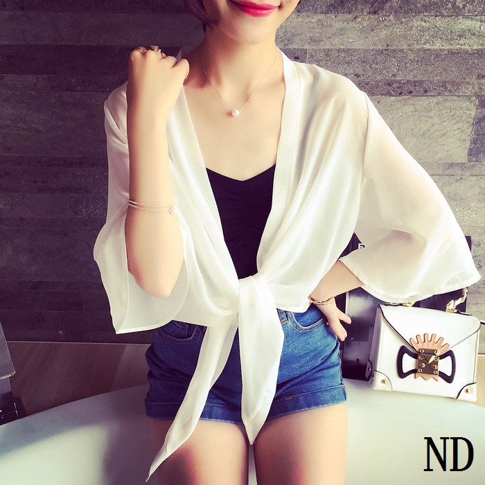 Áo Khoác Voan Mỏng Dáng Ngắn Thời Trang Đi Biển Mùa Hè Cho Nữ 200 Jin