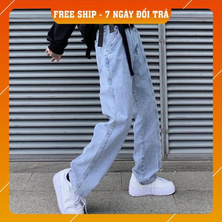 quần jean ống rộng baggy lưng cao nam nữ unisex | BigBuy360 - bigbuy360.vn