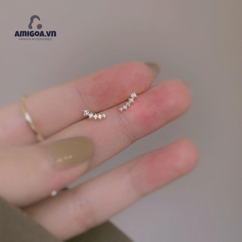 ✨✨Bông Tai Hình Học Đính Đá Zircon Nhỏ Đơn Giản Dễ Thương