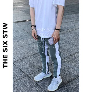 Quần thun nỉ jogger dây kéo track pant zip xám xanh pacsun