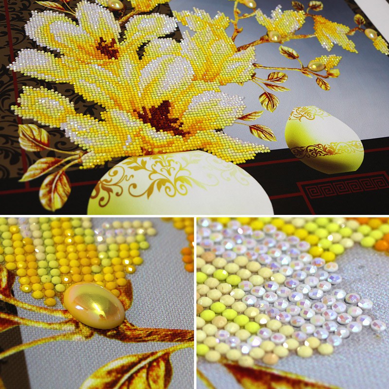 Tranh Đính Đá HOA MỘC LAN BỘ 3 BỨC Kích Thước: 1m5 x 50cm