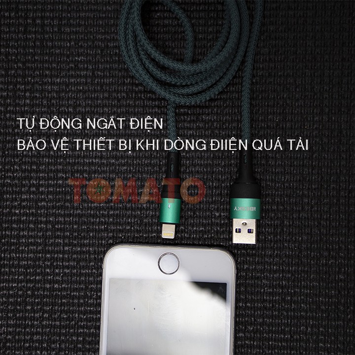 Cáp Sạc IPhone Tự Ngắt Khi Pin Đầy IBESKY LS41 Sạc Nhanh 5A Dài 1M2 , Chống Gãy Chống Rối - Phụ Kiện Tomato