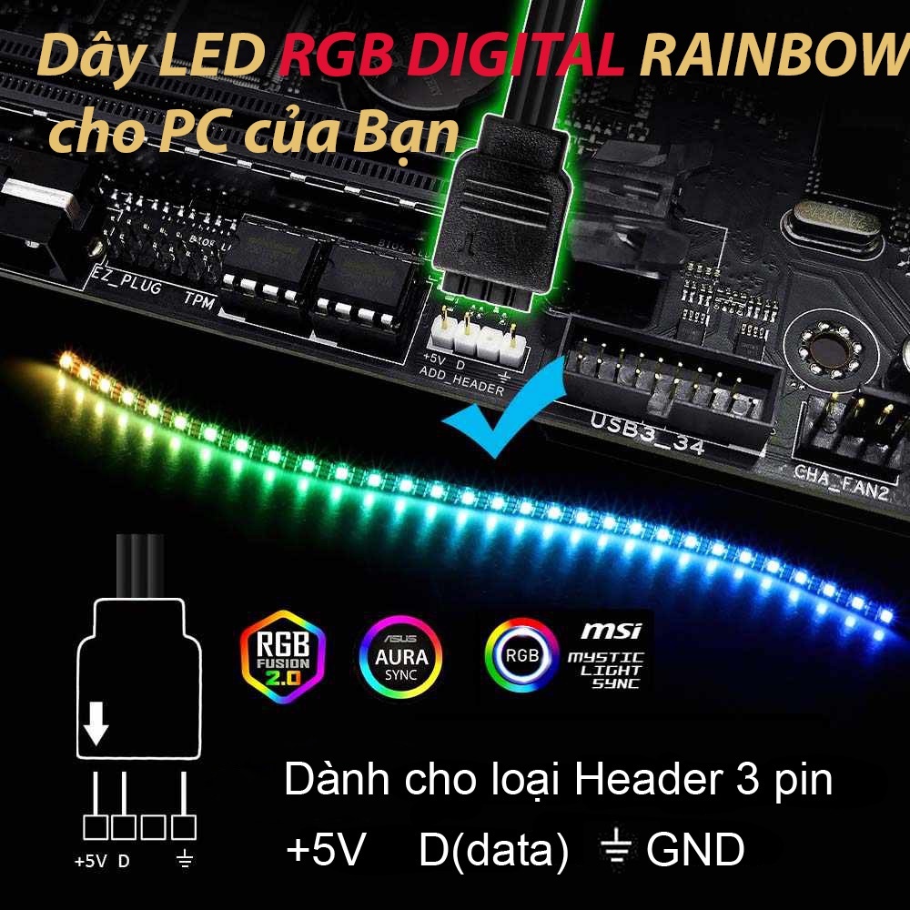 Dây led WS2812 phủ epoxy / không phủ epoxy 5VDC - 60 led / 1 mét