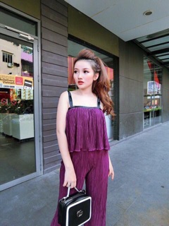 Sét dập ly quần ống rộng (xếp Ly)