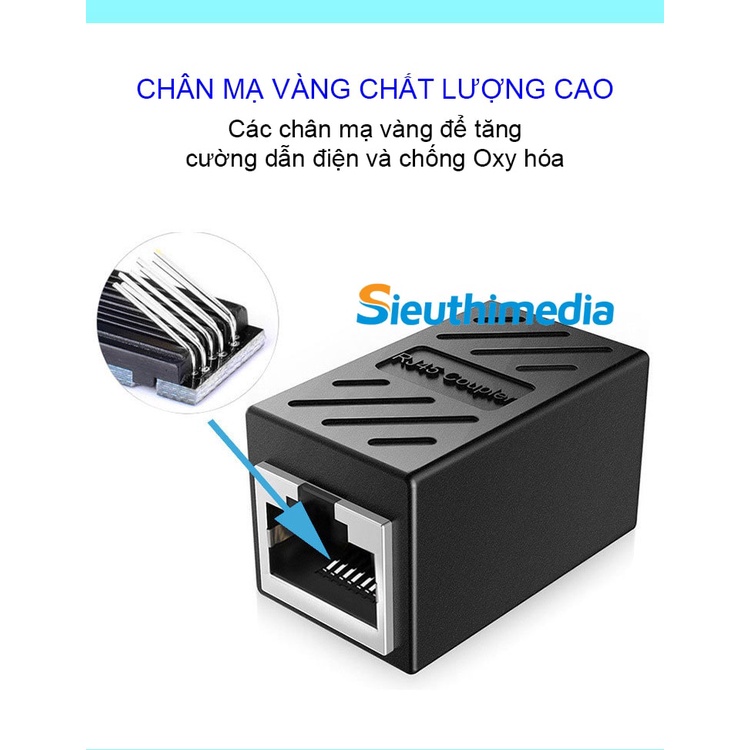 Đầu nối cáp mạng Cat6 gigabit dùng để nối hai sợi cáp mạng lại để tăng chiều dài dây cáp