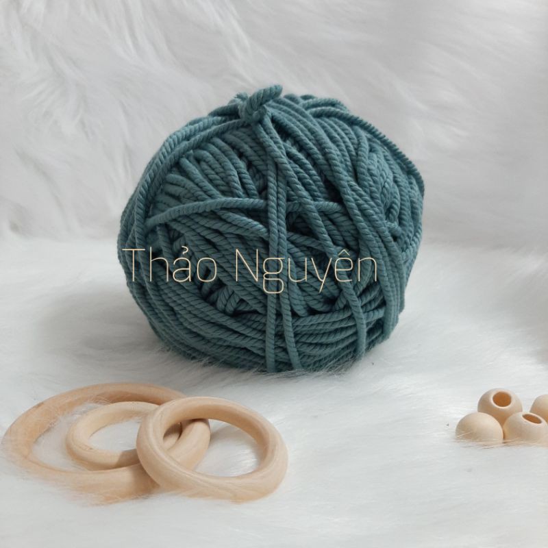 Dây thừng se macrame, dây cotton màu Xanh Pastel.