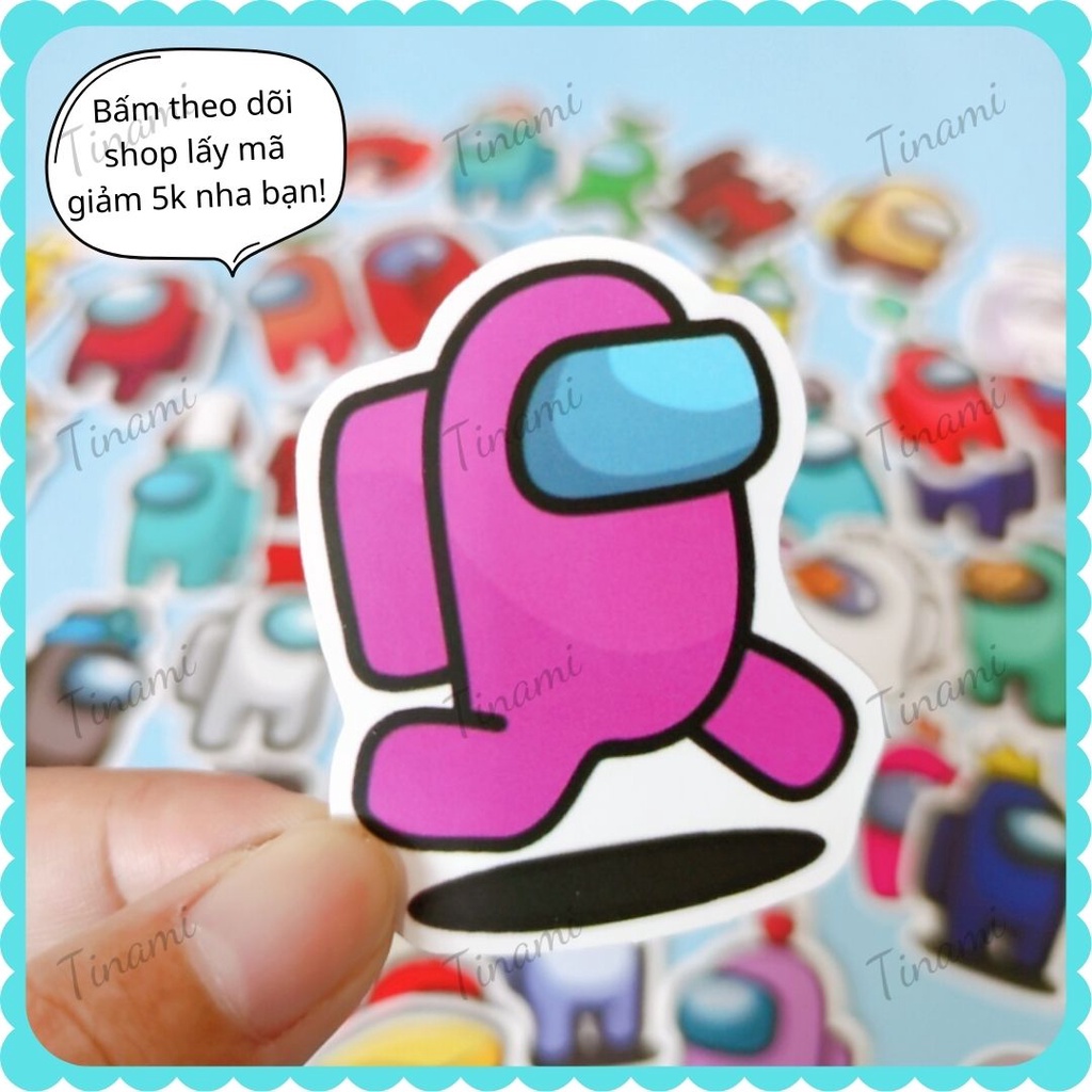 50 Sticker game Among Us chống nước dán điện thoại laptop vali ván trượt mũ bảo hiểm xe máy decor phòng