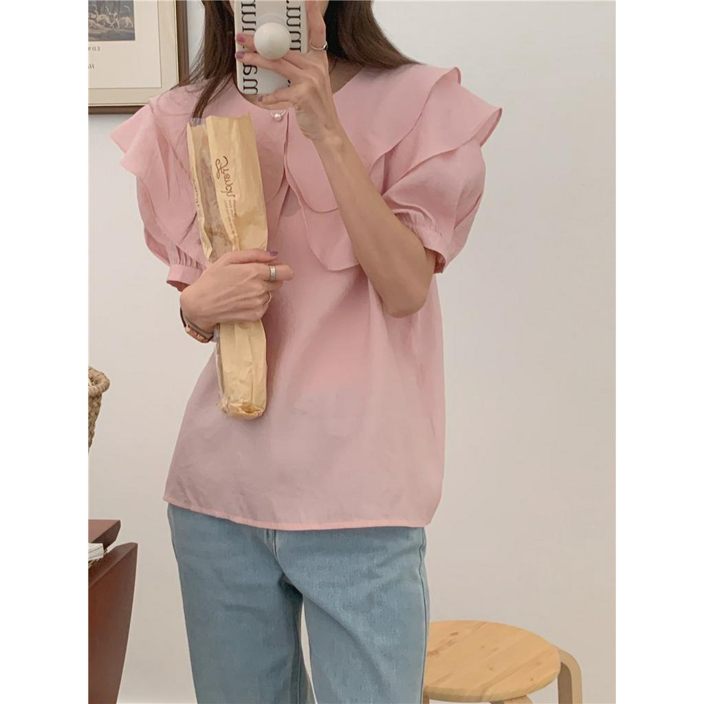 Áo Sơ Mi Ngắn Tay Cổ To 51777 Xù