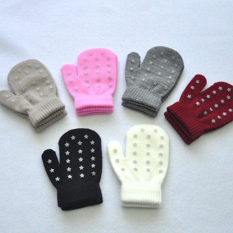 Găng tay dày giữ ấm mùa đông in họa tiết ngôi sao dễ thương xinh xắn cho bé 1-4 tuổi 1-5 tuổi
