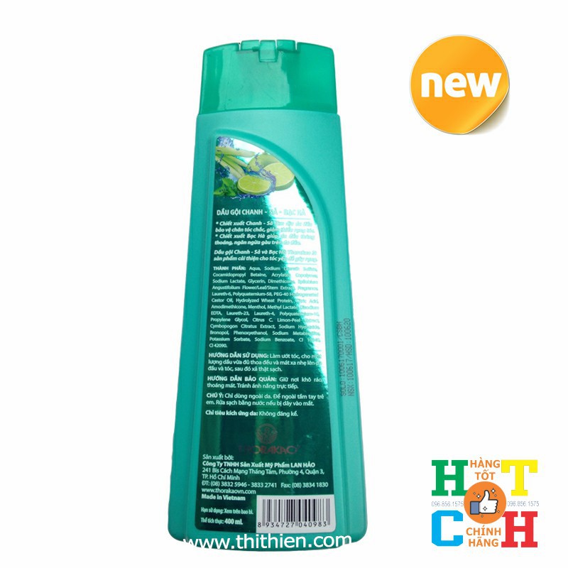 Dầu gội Chanh Sả Bạc Hà 400ml Thorakao | BigBuy360 - bigbuy360.vn