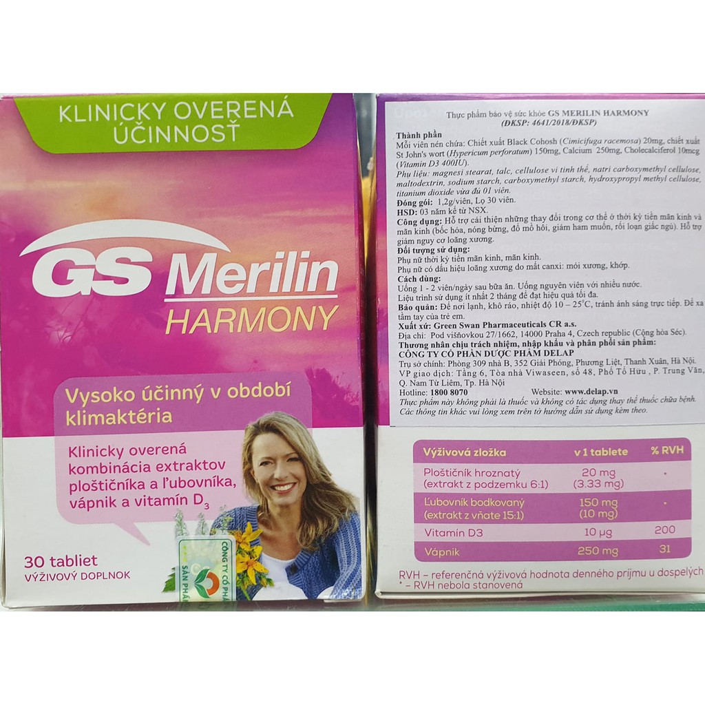 GS Merilin Harmony - Hộp 30 viên uống Giải Pháp Cho Phụ Nữ Thời Kỳ Mãn Kinh - cvspharmacy